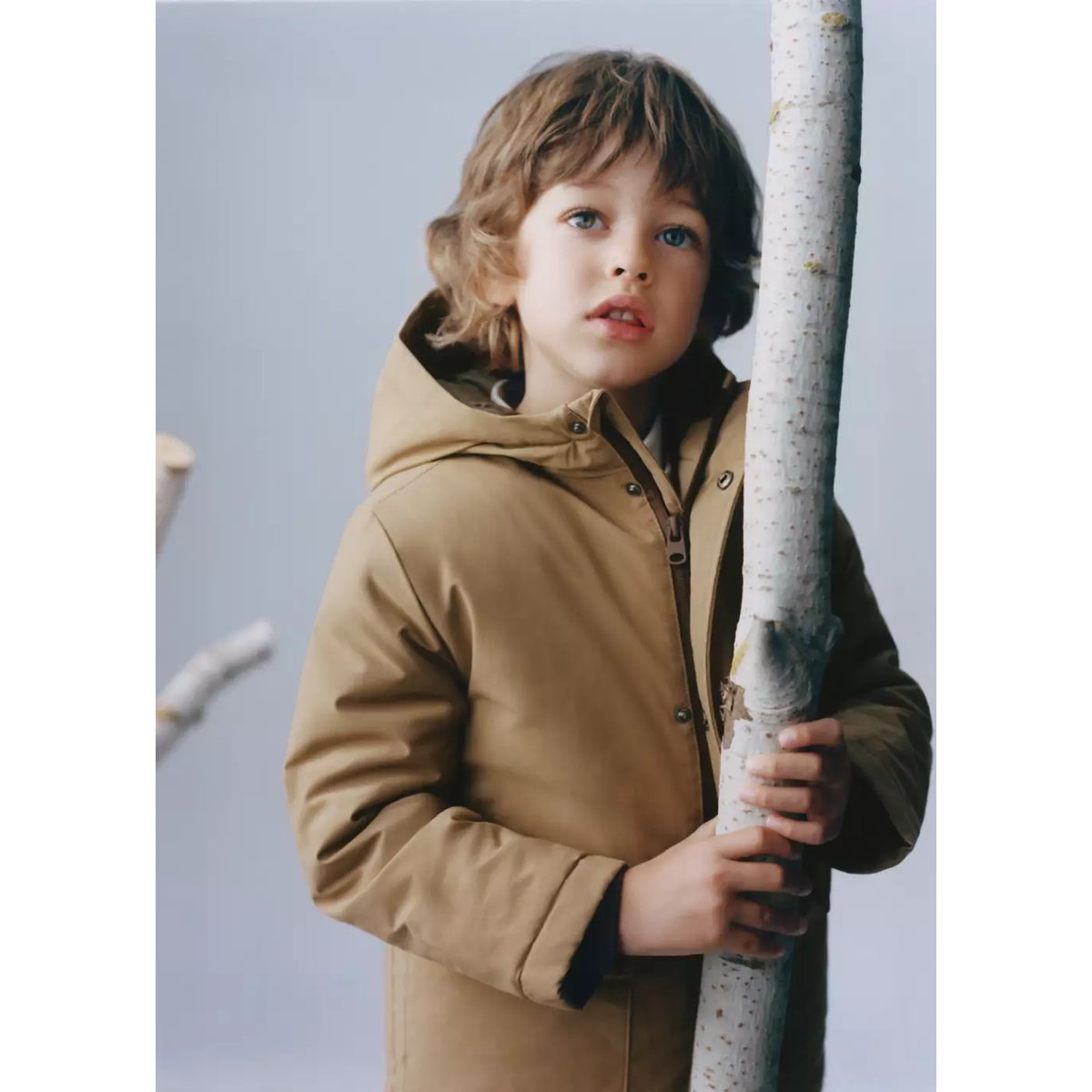 Anorak capuche poches marron moyen, MANGO BABY