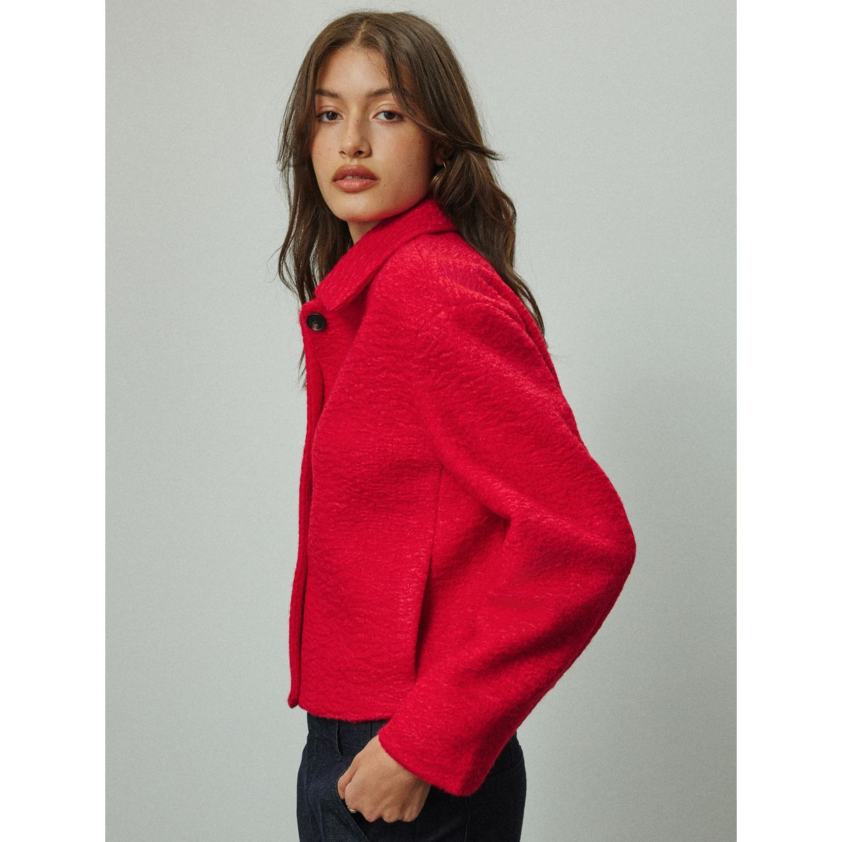 Blouson aviateur style cardigan rouge, NEXT