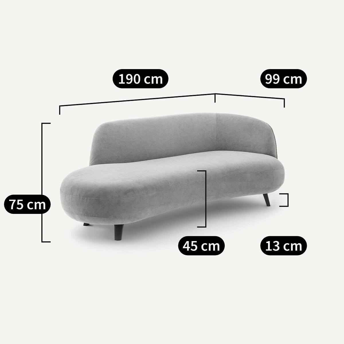 Canapé Dormeuse velours stonewashed, ROSEBURY ficelle, EMMANUEL GALLINA X AM.PM