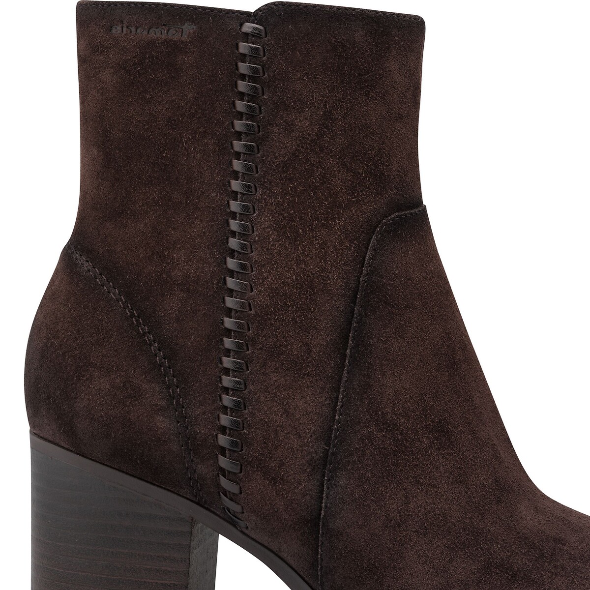 Bottines à talons, en cuir suède marron foncé, TAMARIS