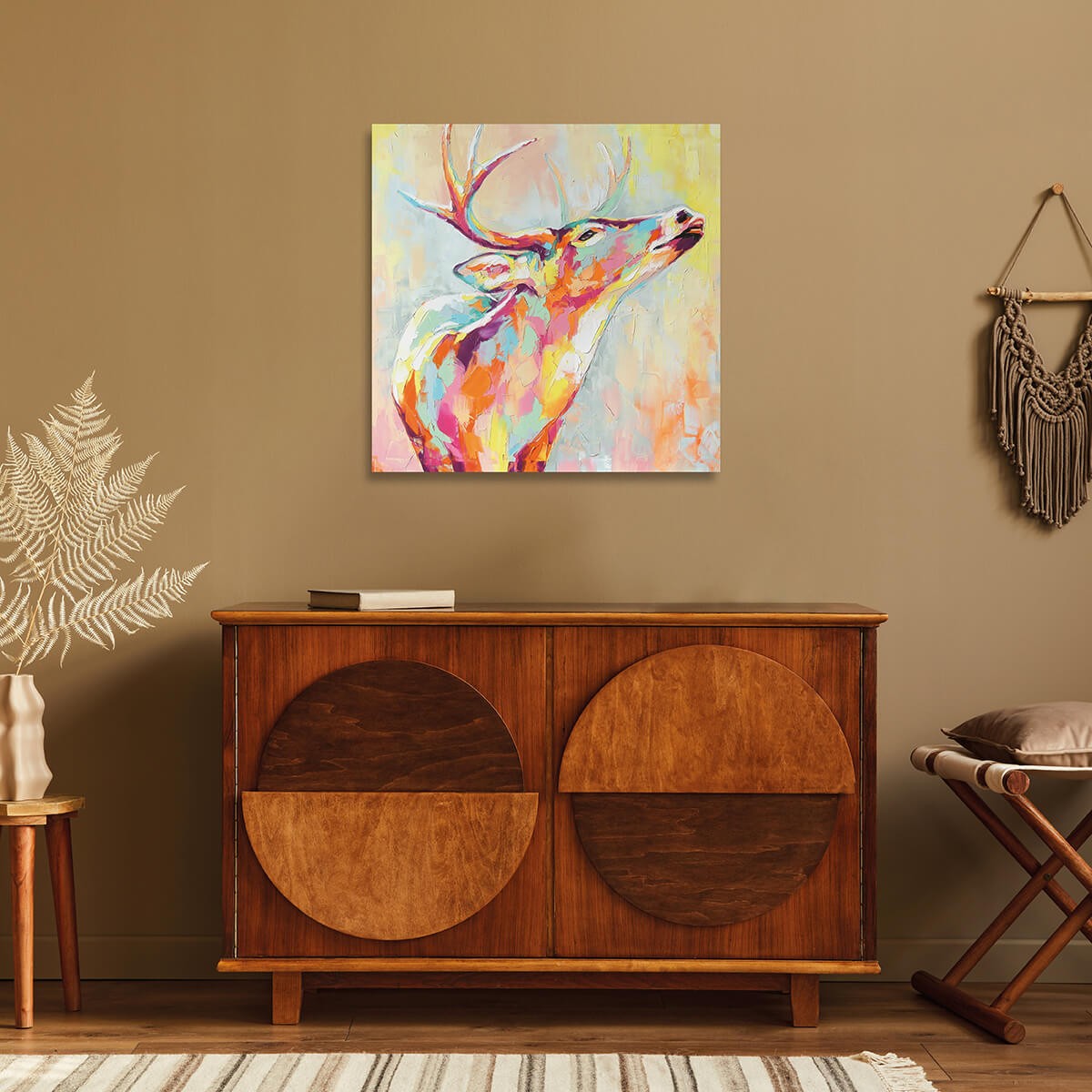 Tableau Mural Cerf Coloré ANIMAUX tableau en verre, CEANOTHE