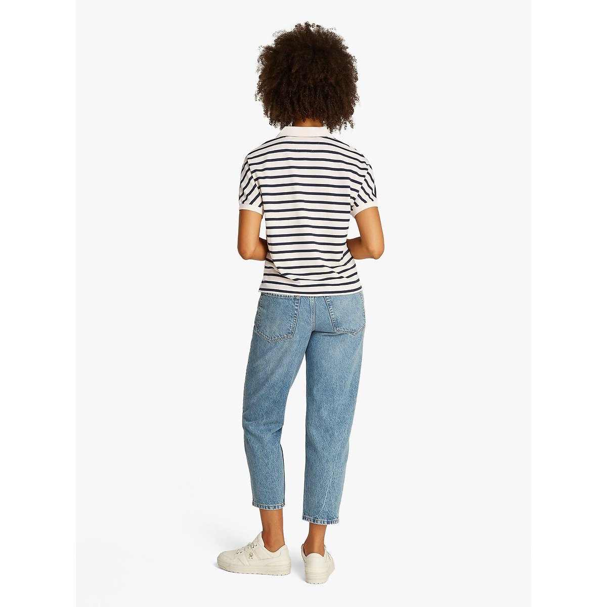 Loose Fit Polo Shirt with Short Sleeves white/navy, TOMMY HILFIGER