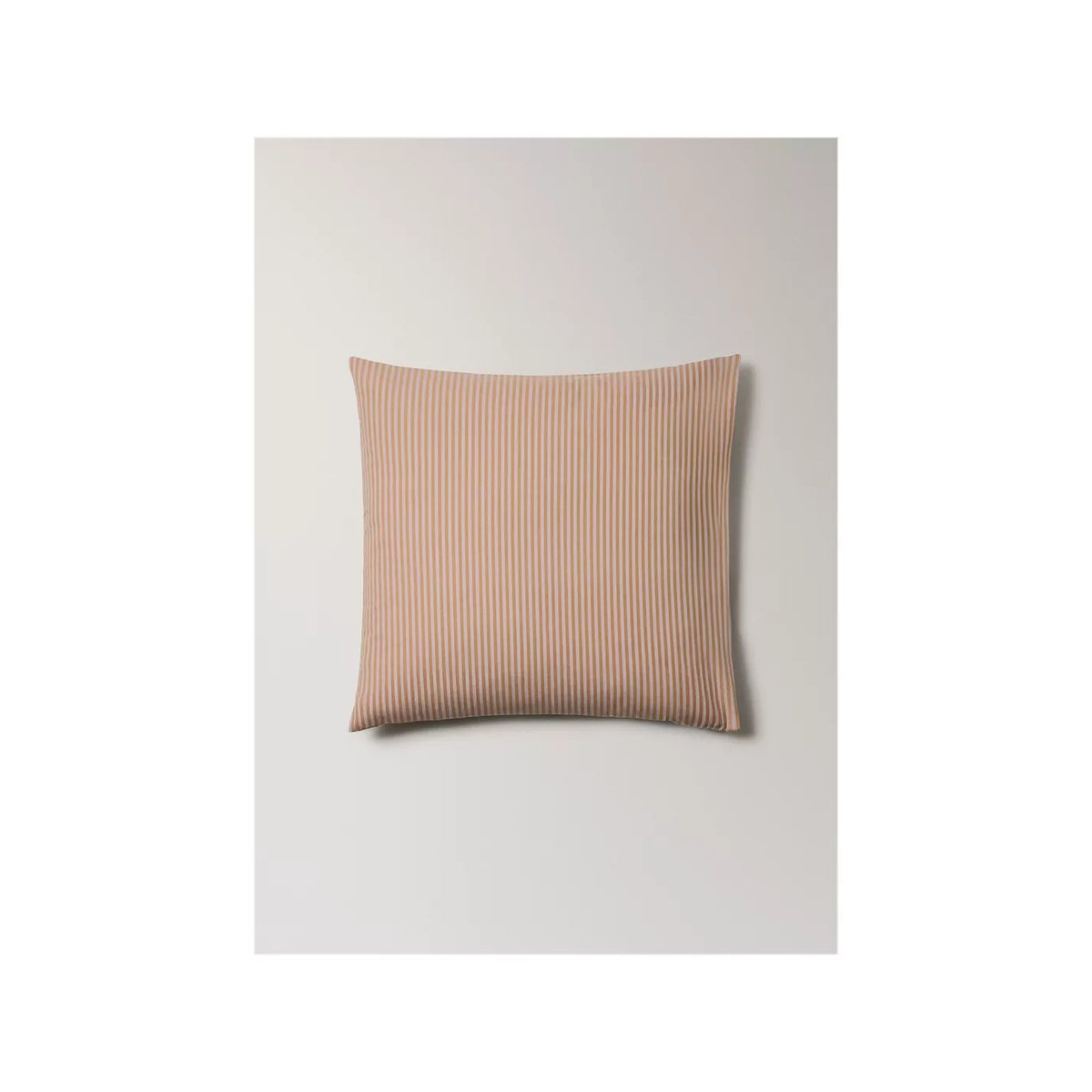Deux taies d'oreiller percale de coton 200 fils petites rayures 60x60 cm pêche, MANGO HOME