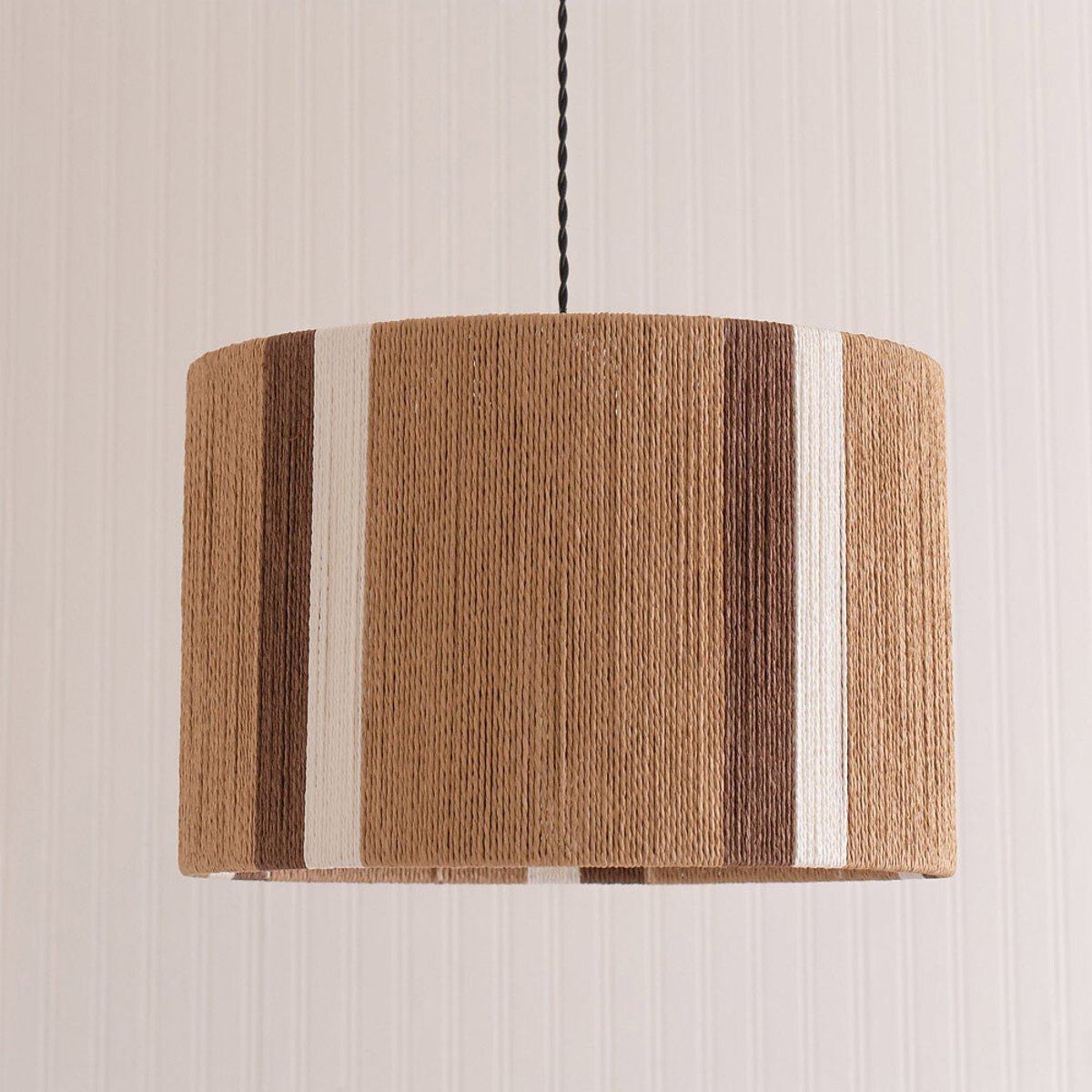 45cm Eric Natural Rattan Stripe Drum Shade brown , SO'HOME
