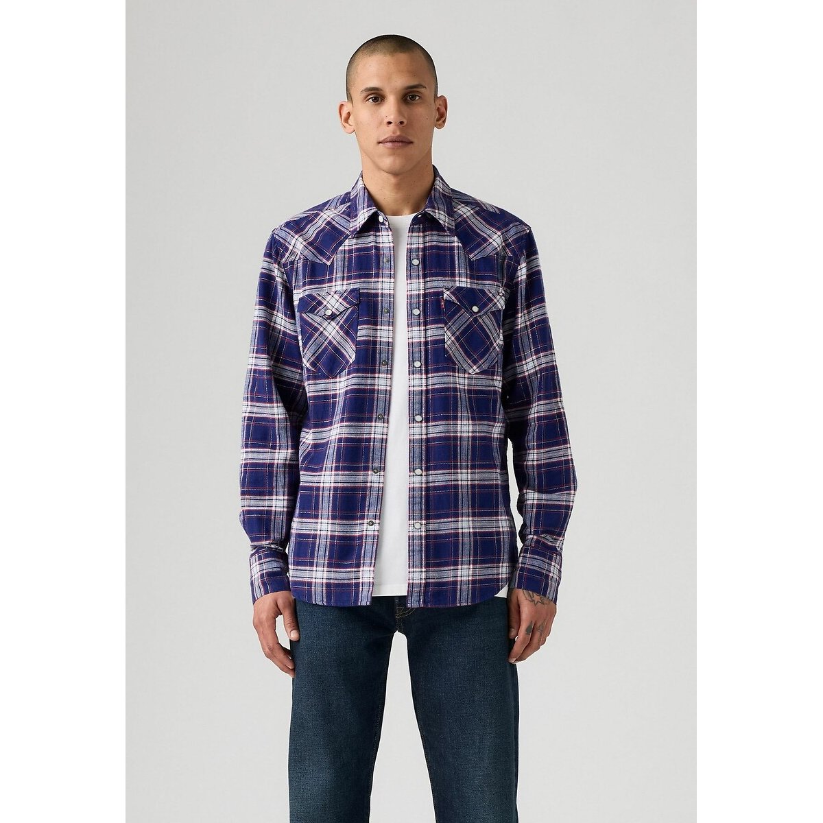 Barstow flanellen overhemd geruit blauw, LEVI'S