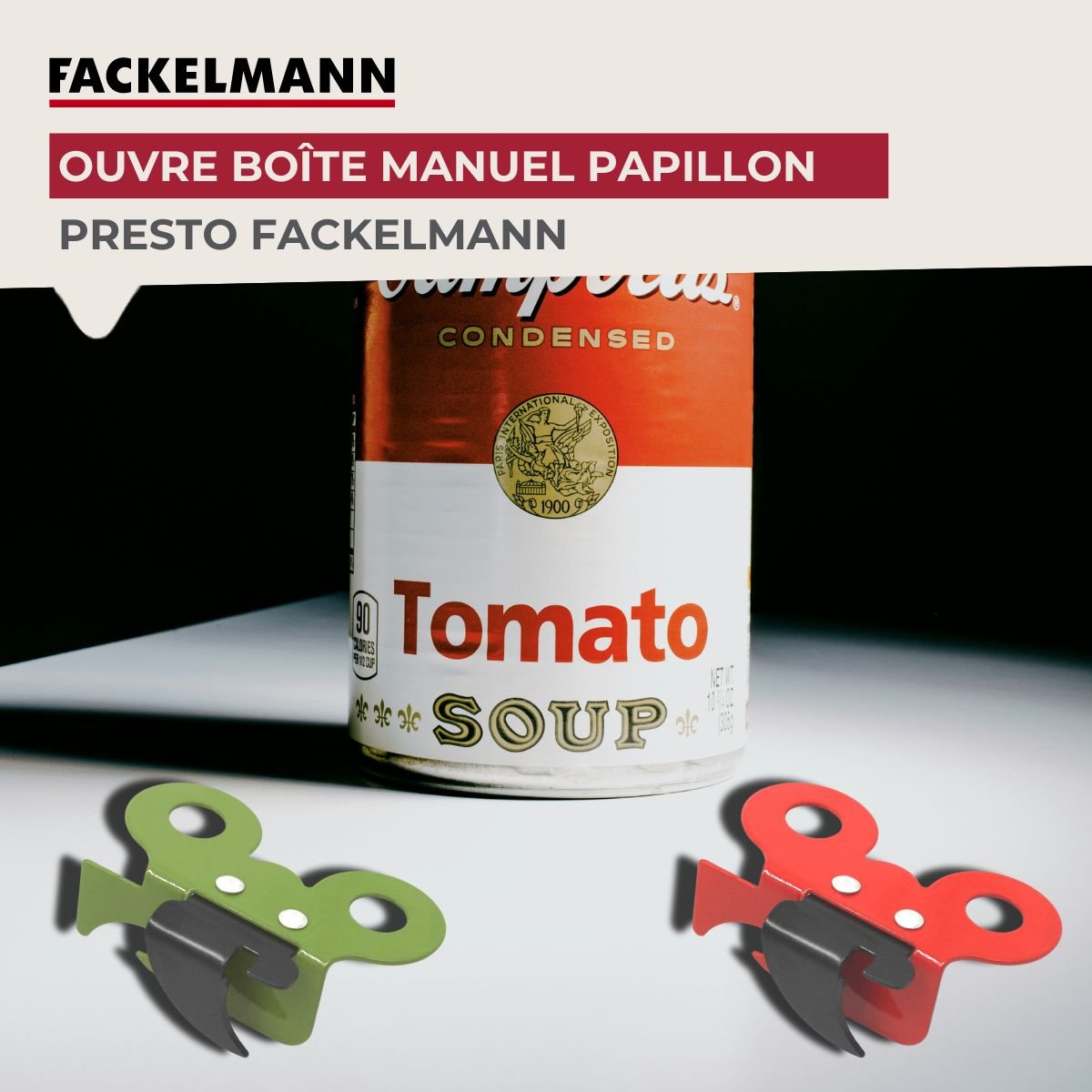 Ensemble de 2 Ouvre-boîtes manuel papillon rouge|vert, FACKELMANN