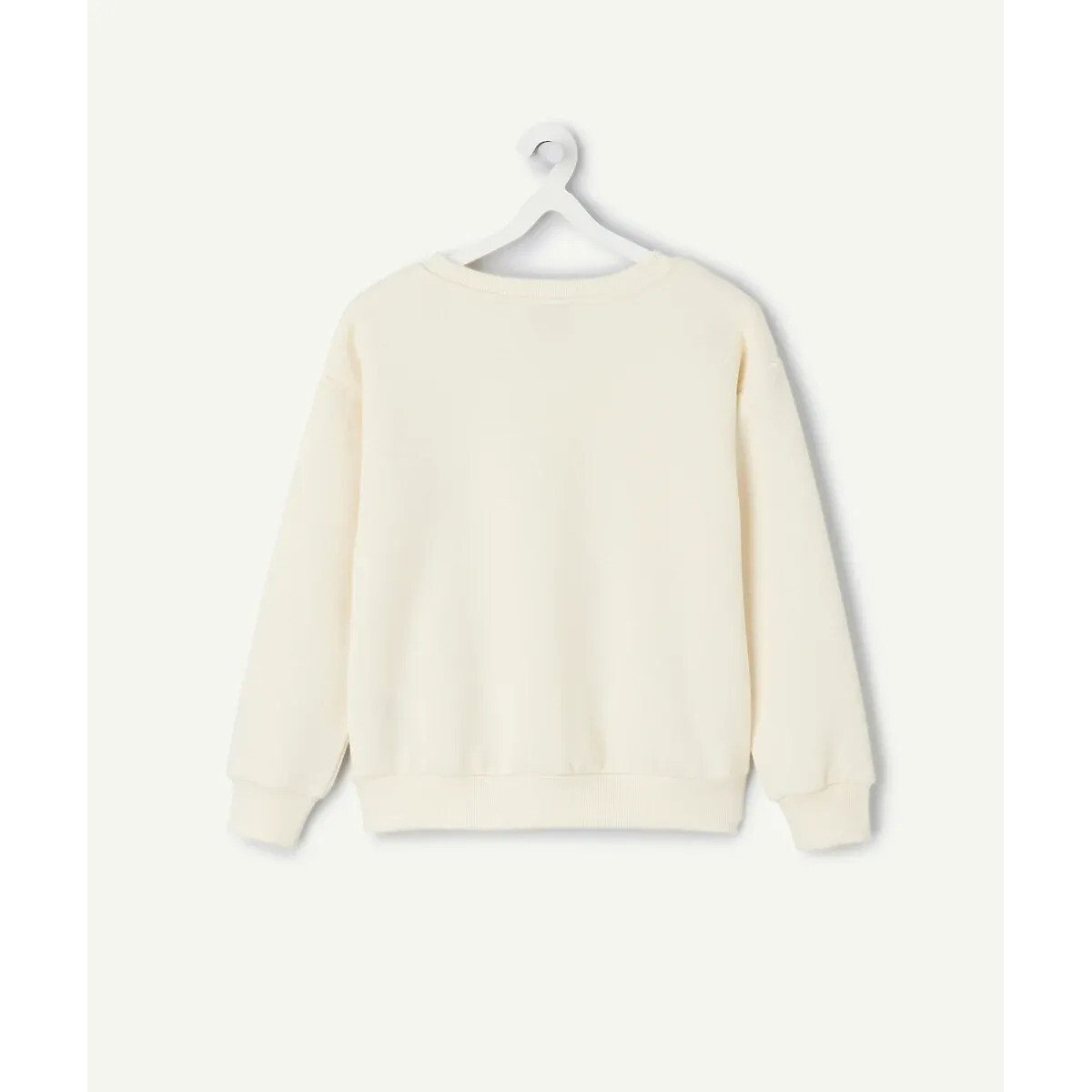Sweat col rond avec sequins, en molleton ecru, TAPE A L'OEIL