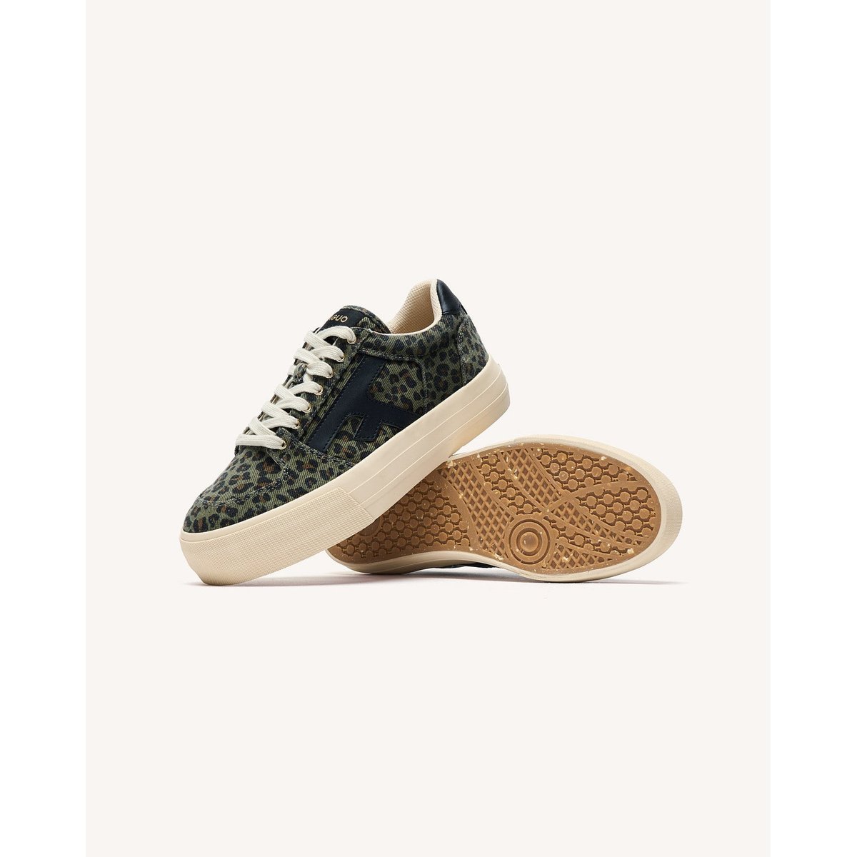 Tennis basses tissu WALNUT PLATFORM kaki foncé, FAGUO