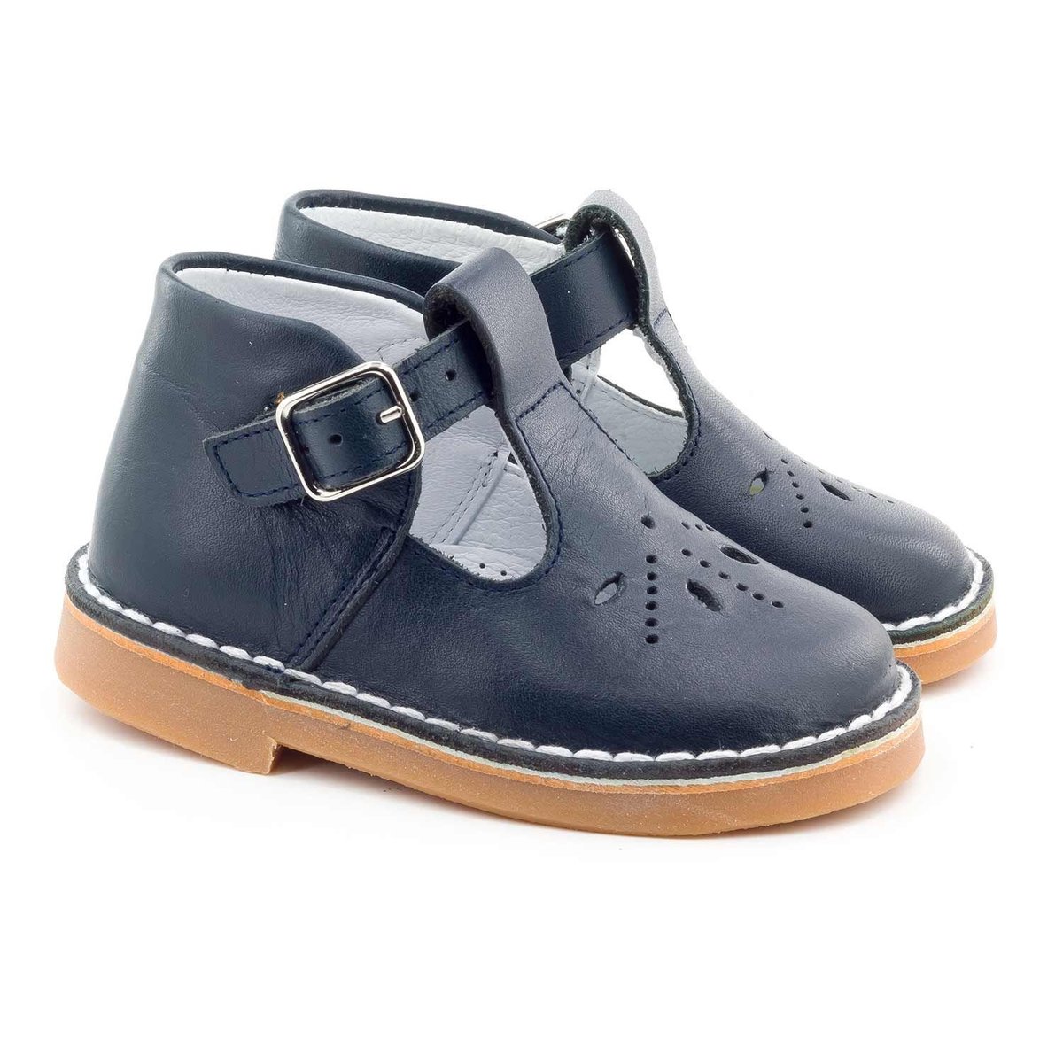 Salomé en cuir pour bébé - MINI HENRY bleu marine, BONI&SIDONIE