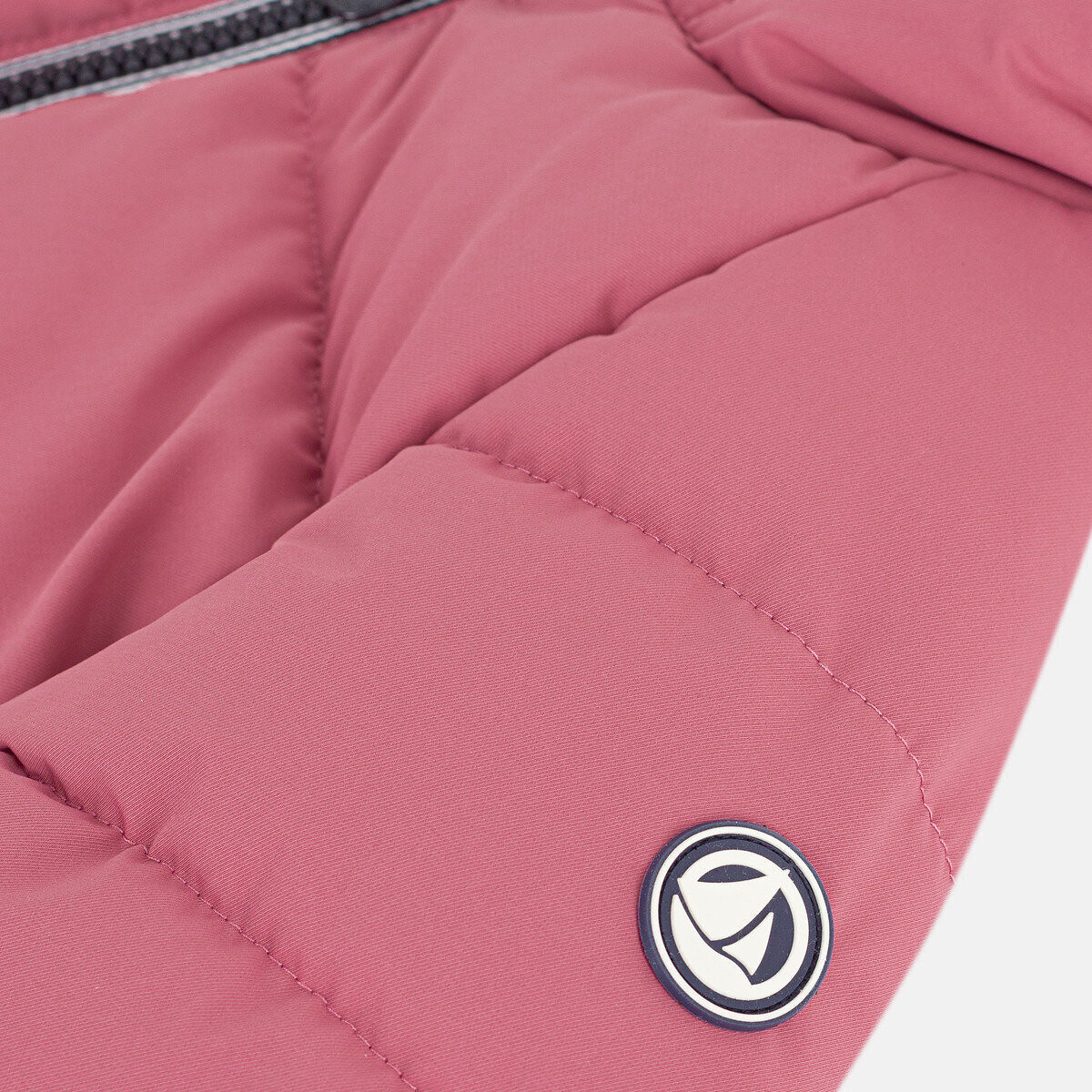Piumino a tinta unita con cappuccio, in poliestere rosa, PETIT BATEAU