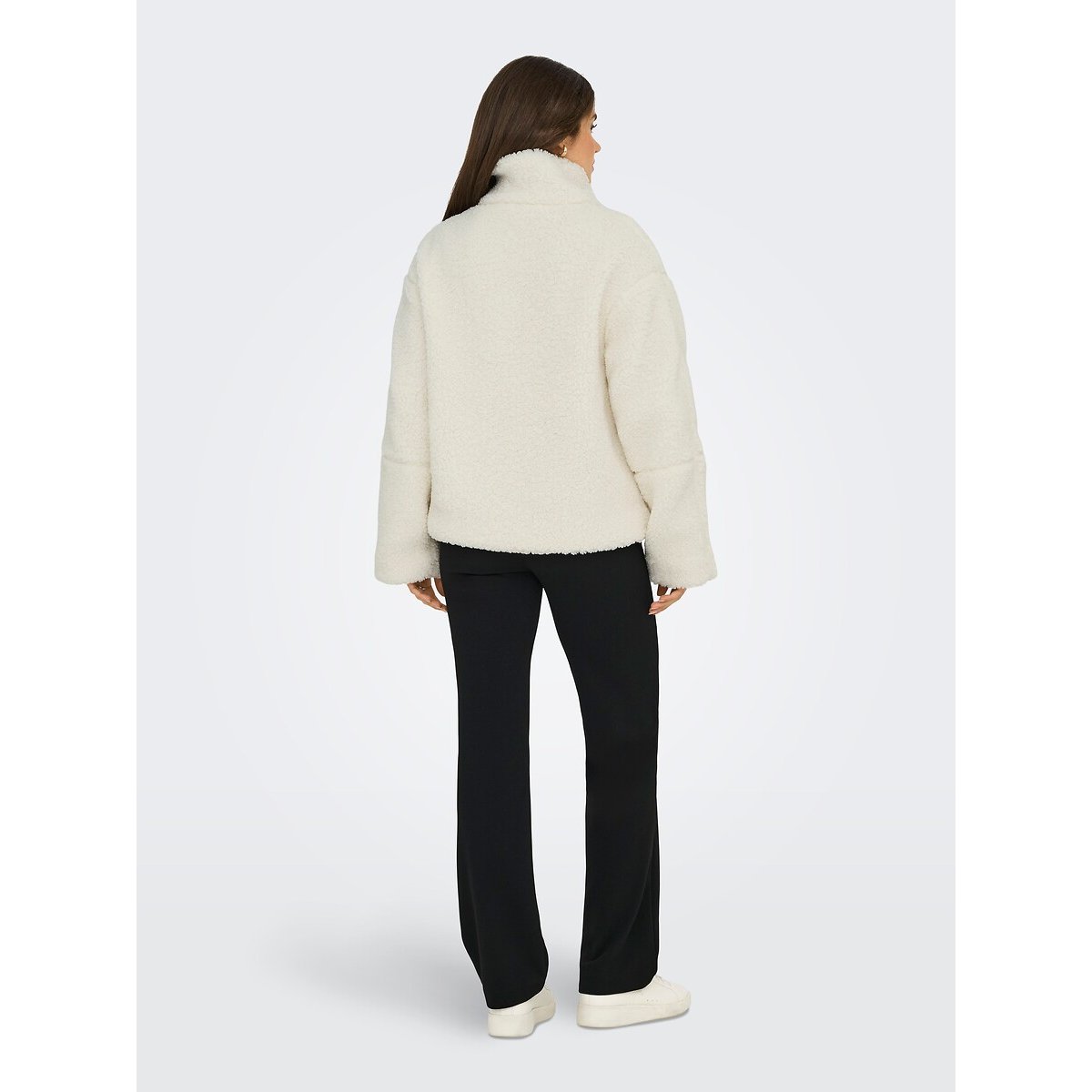Chaqueta tipo sherpa con cremallera blanco, ONLY
