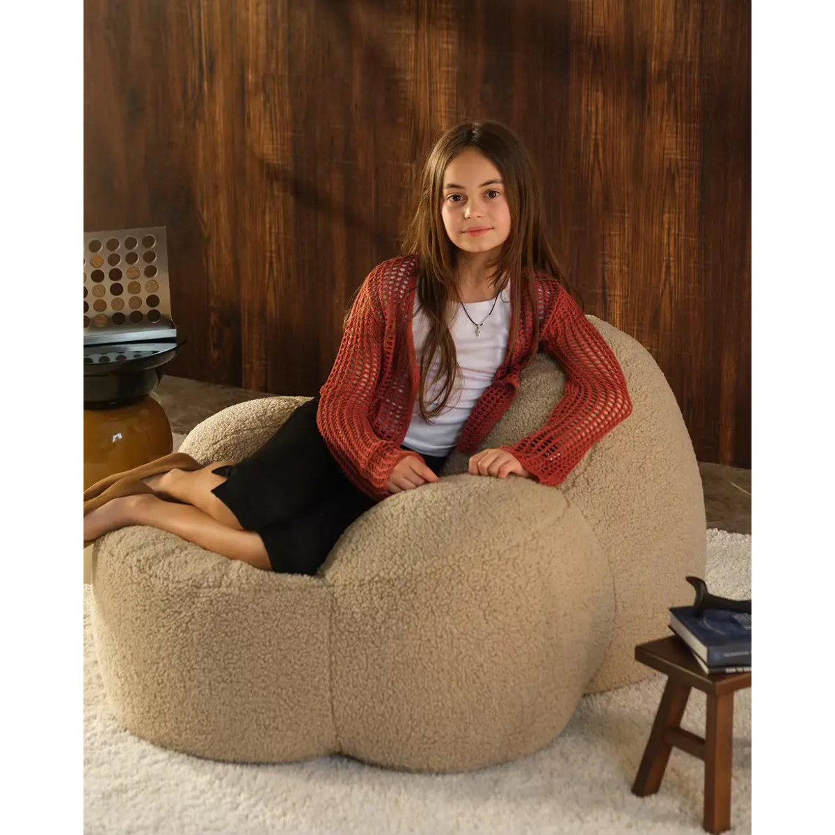 Momo Pouf Fauteuil Ado en Teddy biscuit, WIGIWAMA