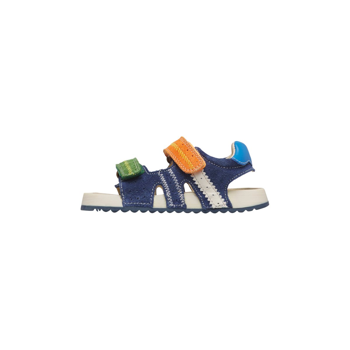 Sandales en velours SIHUR. marine-orange, NATURINO