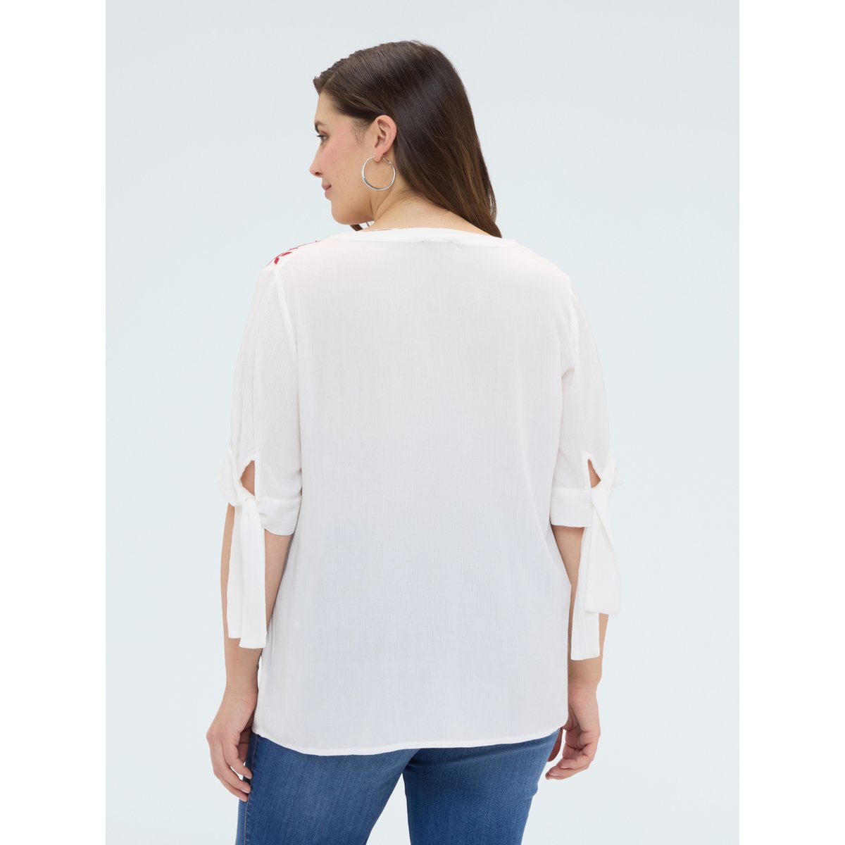 Blouse avec broderies florales blanc, FIORELLA RUBINO