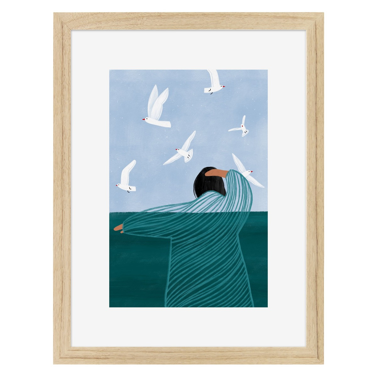 Affiche encadrée Bird, cadre en chêne, 30x40cm multicolore-bois massif fsc, CEANOTHE