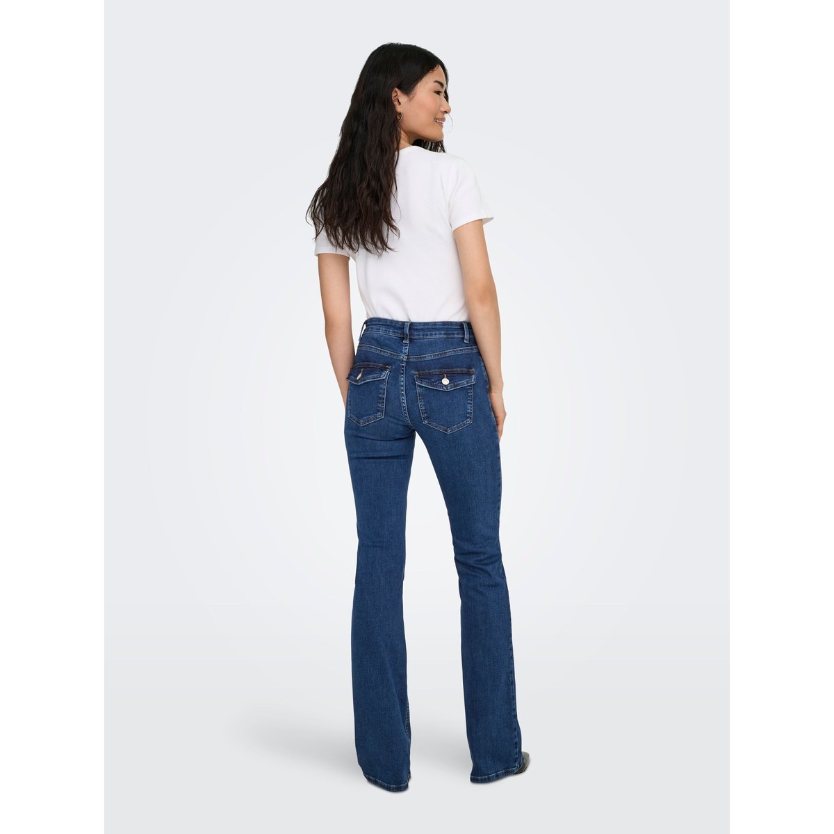 Jean Flared dark blue denim, ONLY