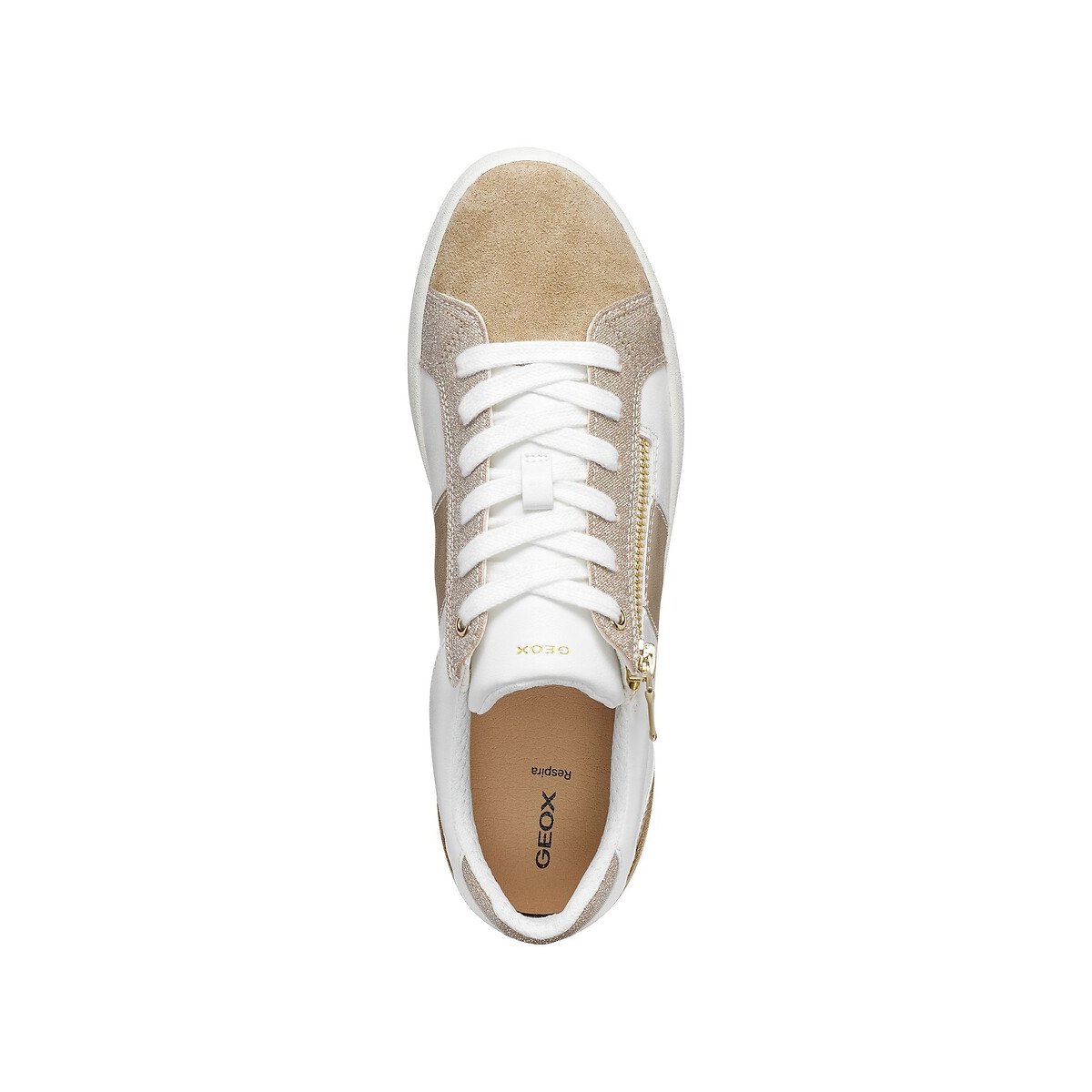 Ademende sneakers met rits, BLOMIEE wit/beige, GEOX