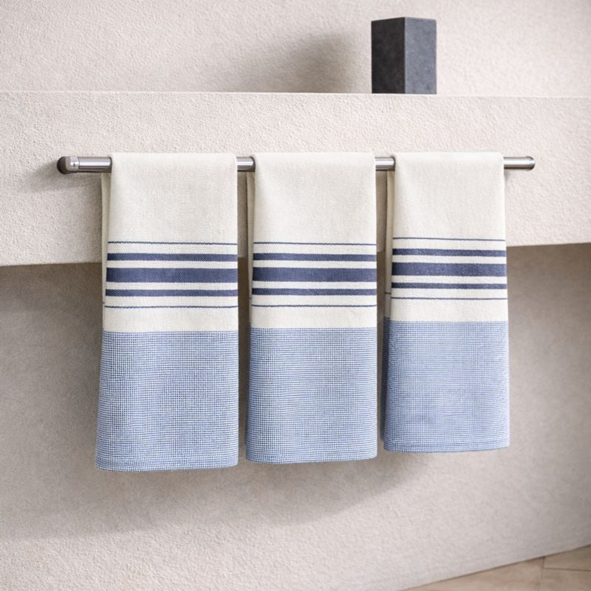 Torchon (x3) coton LOUISE bleu, FEBRONIE