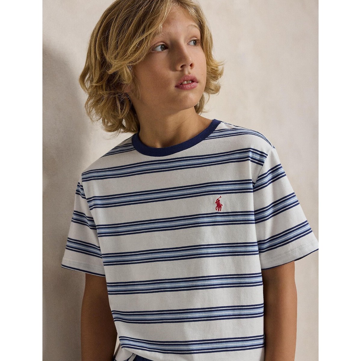 T-shirt maniche corte a righe rigato blu/bianco, POLO RALPH LAUREN