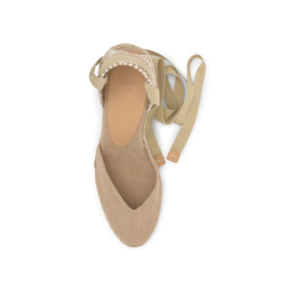 Espadrilles compensées en jute tressée à découpe en V CHIARA PLATFORM sable, CASTANER