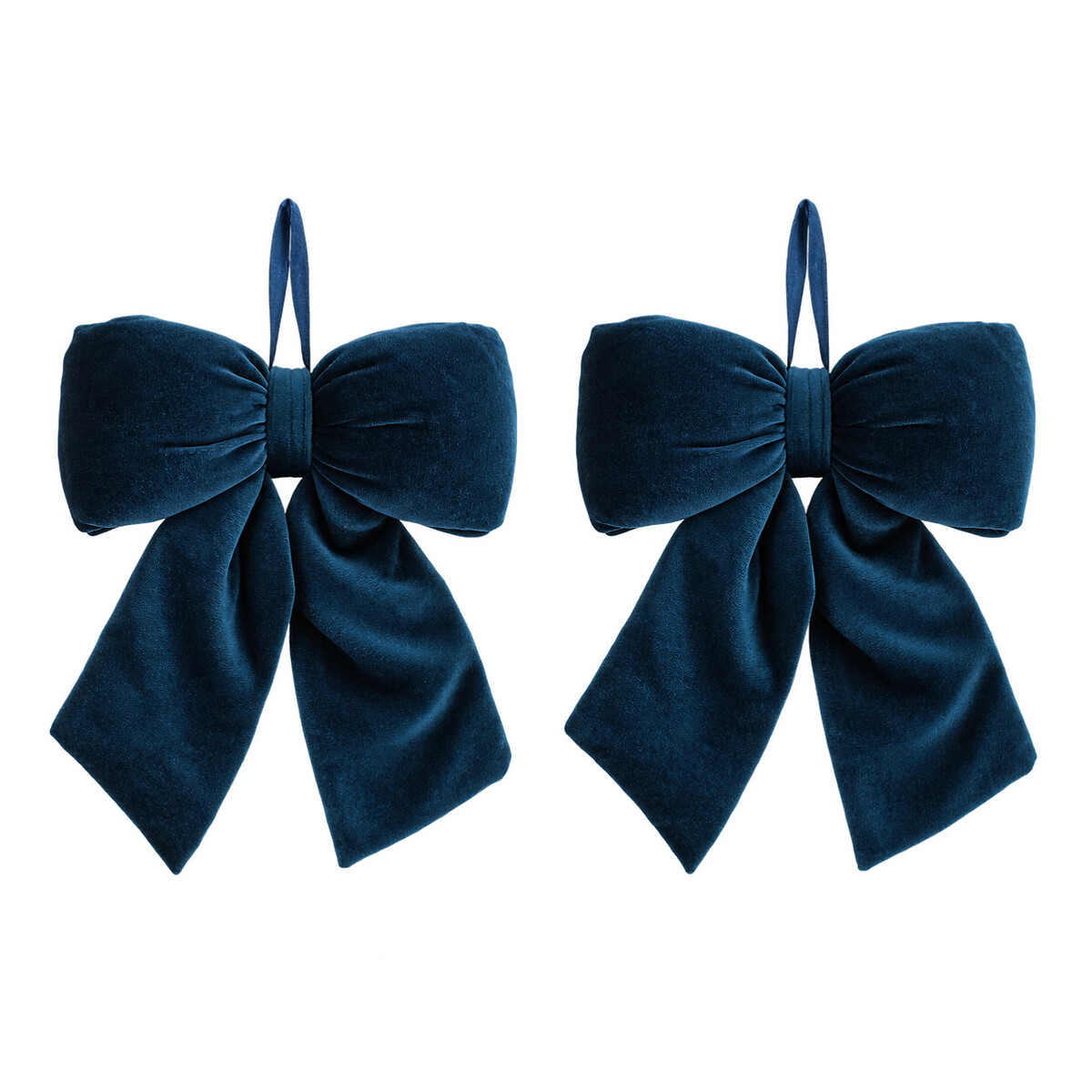 Set of 2 35cm Nordic Lights Blue Velvet Decorative Bows blue, SO'HOME
