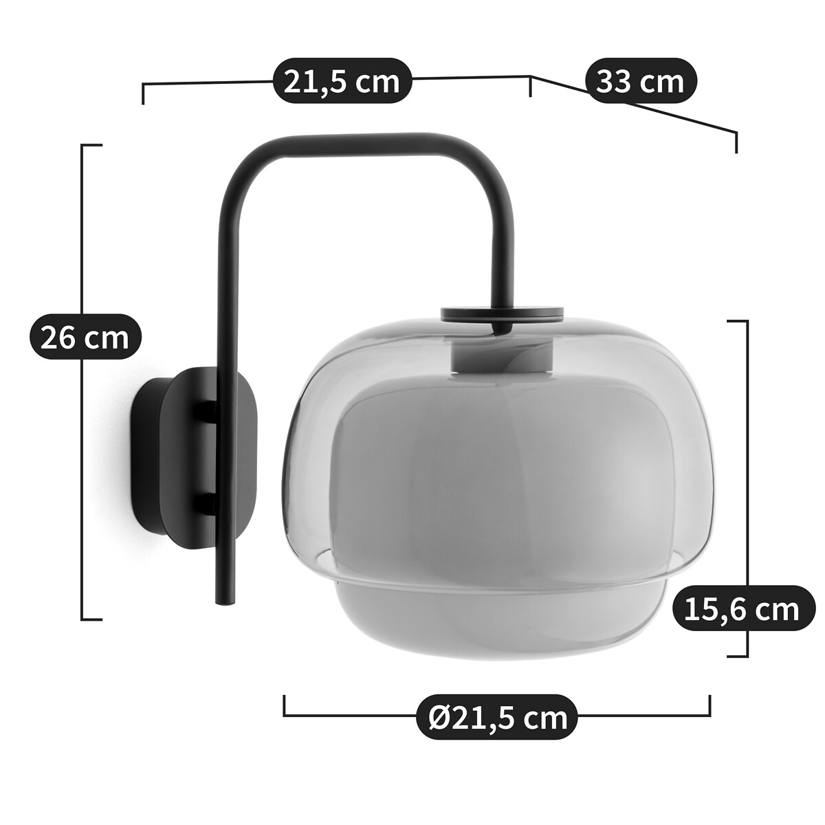 Kinoko Coloured Glass and Metal Wall Light green, LA REDOUTE INTERIEURS