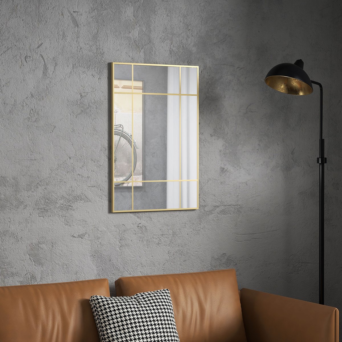 Miroir mural Verre Noir jaune, HOMCOM
