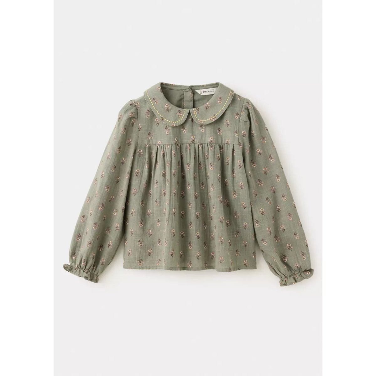 Blouse en coton à fleurs kaki, MANGO BABY