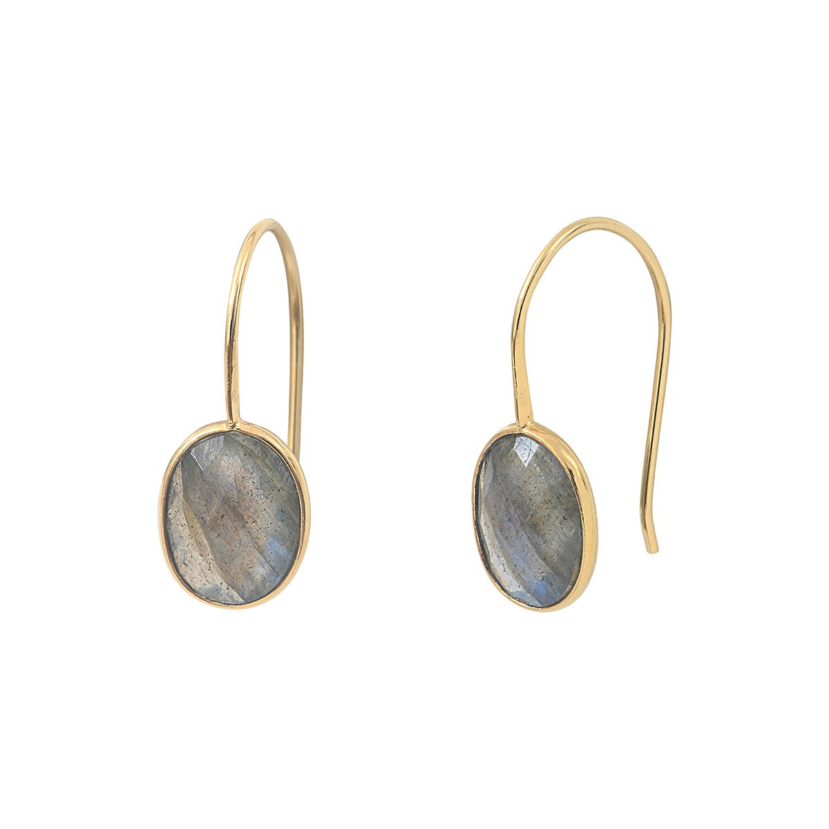 Boucles d'oreilles dorées labradorite - serti pm gris, CAROLINE NAJMAN