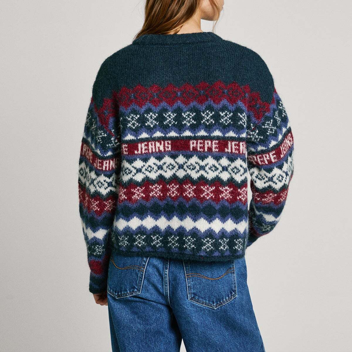 Pull Col Rond En Tricot Fair Isle bleu dulwich, PEPE JEANS