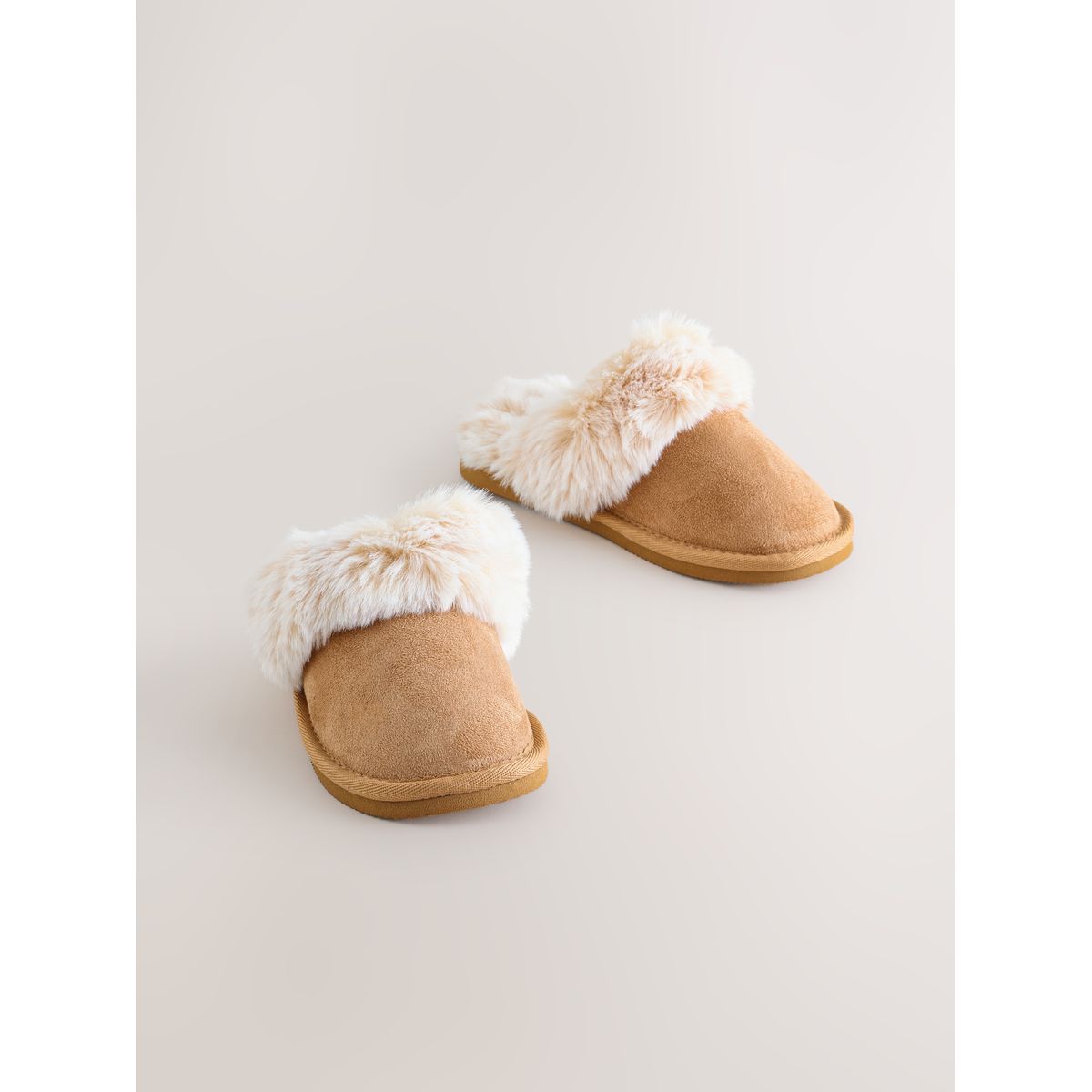 Chaussons mules doublés marron fauve, NEXT