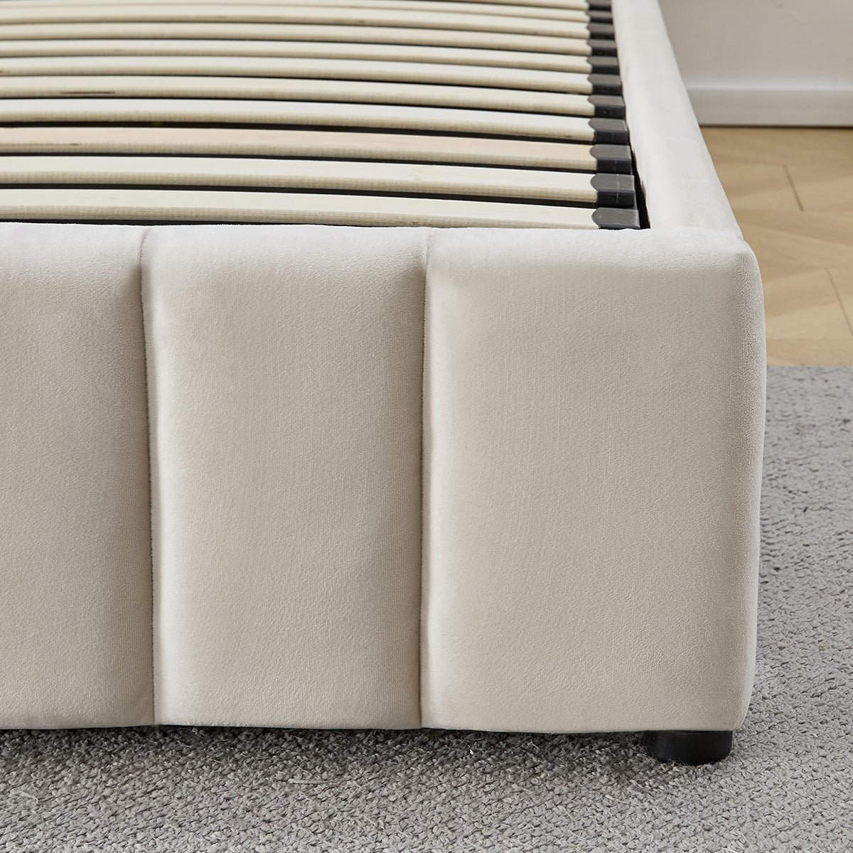Lit Coffre Velours Beige TROCADÉRO beige, BELLECOUR