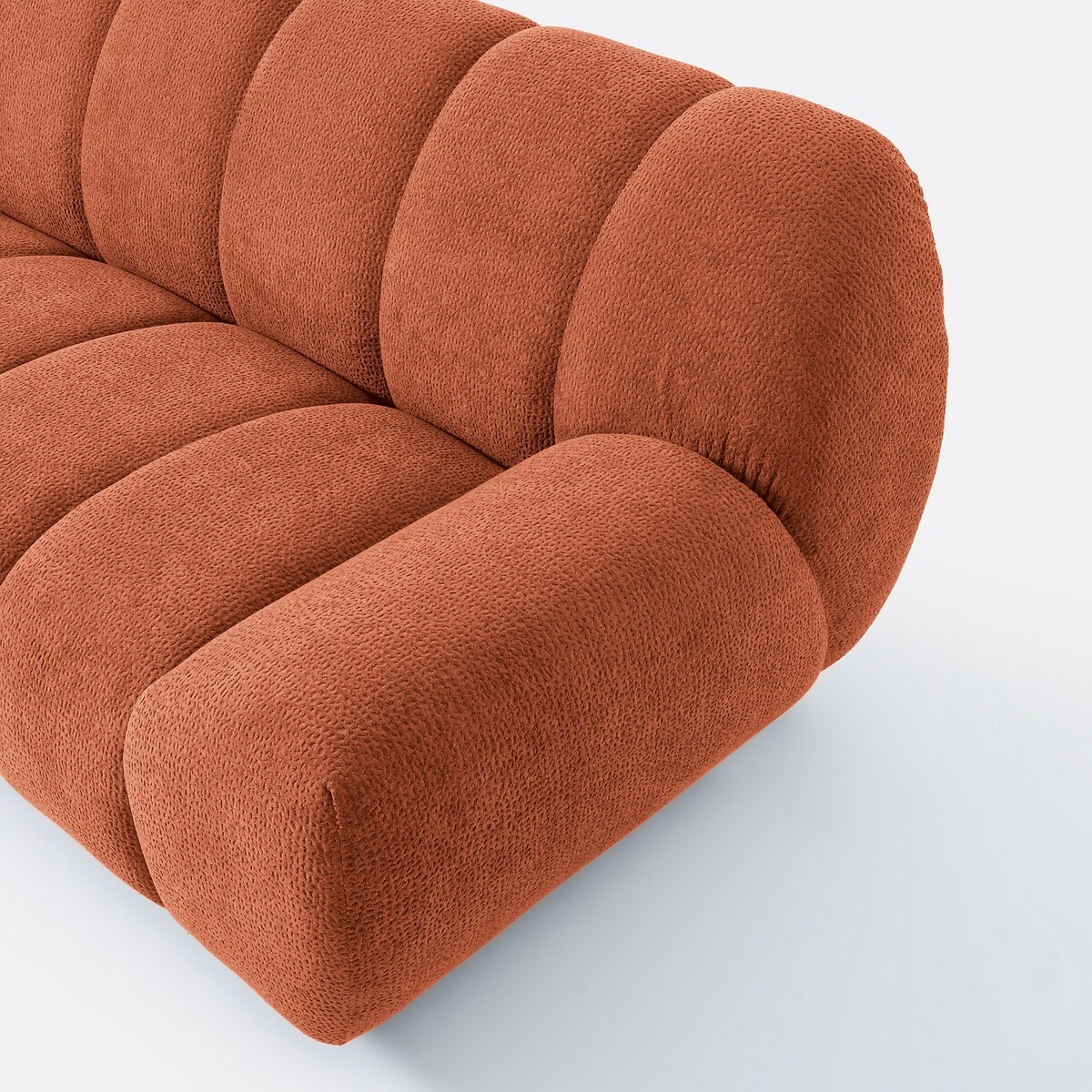 Canapé d'angle gauche, 4 places, en tissu relief, NURIA terracotta, LA REDOUTE INTERIEURS