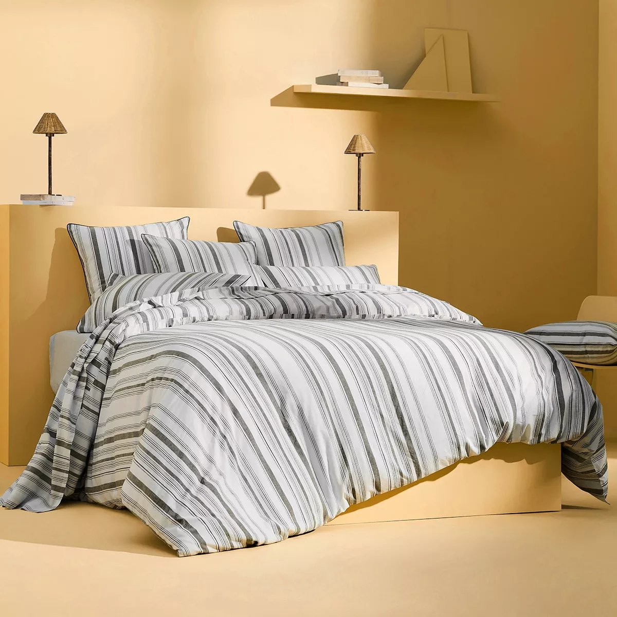 Lot h.couette +taies pur coton lavé PORTLAND granit, GARNIER THIEBAUT