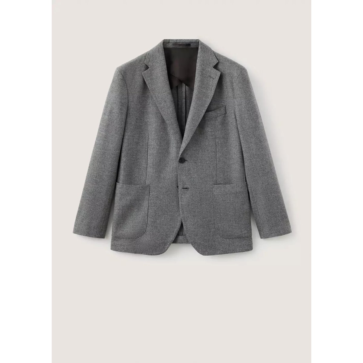 Blazer slim fit en laine italienne gris chiné clair, MANGO MAN