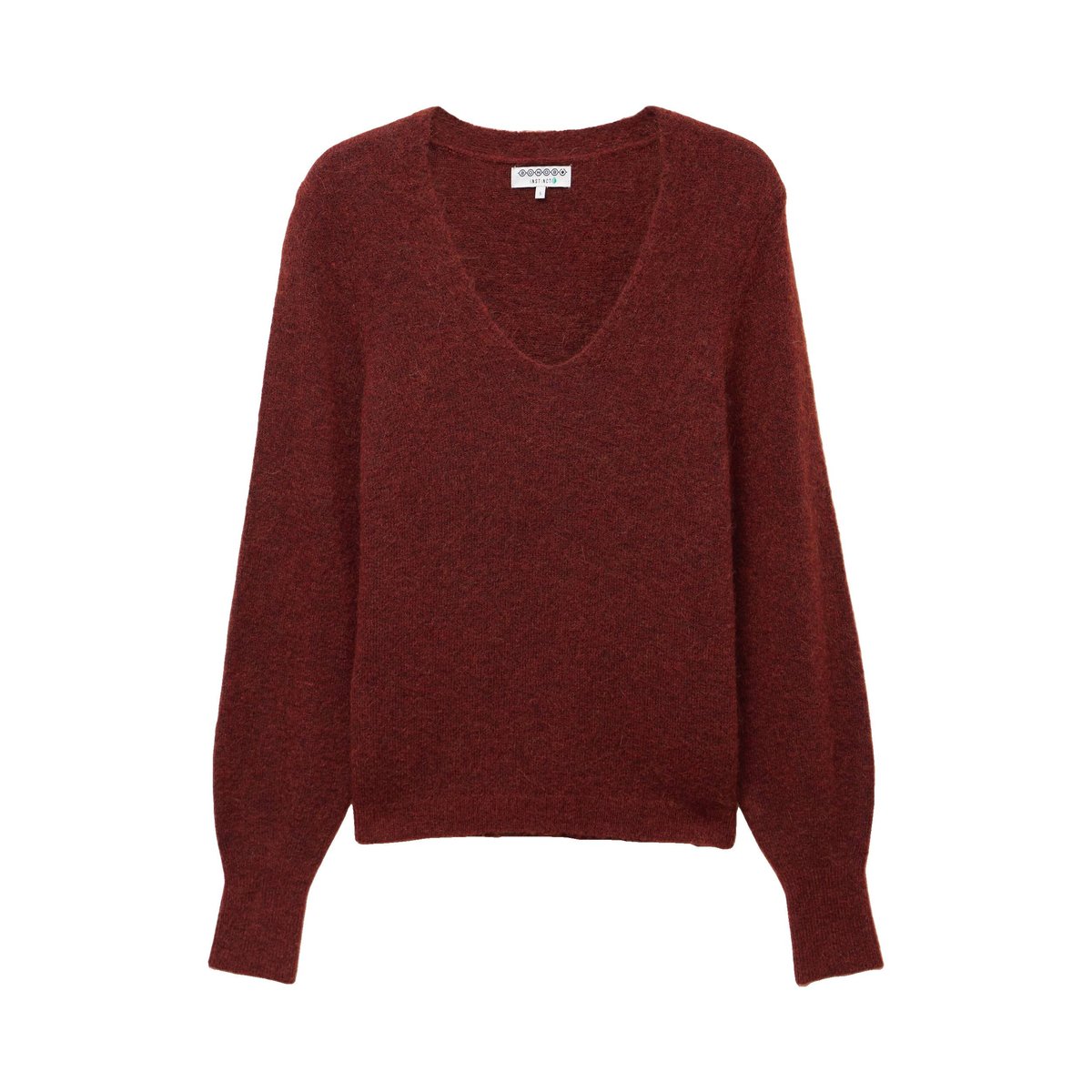 Pull col V manches longues orange foncé, BONOBO