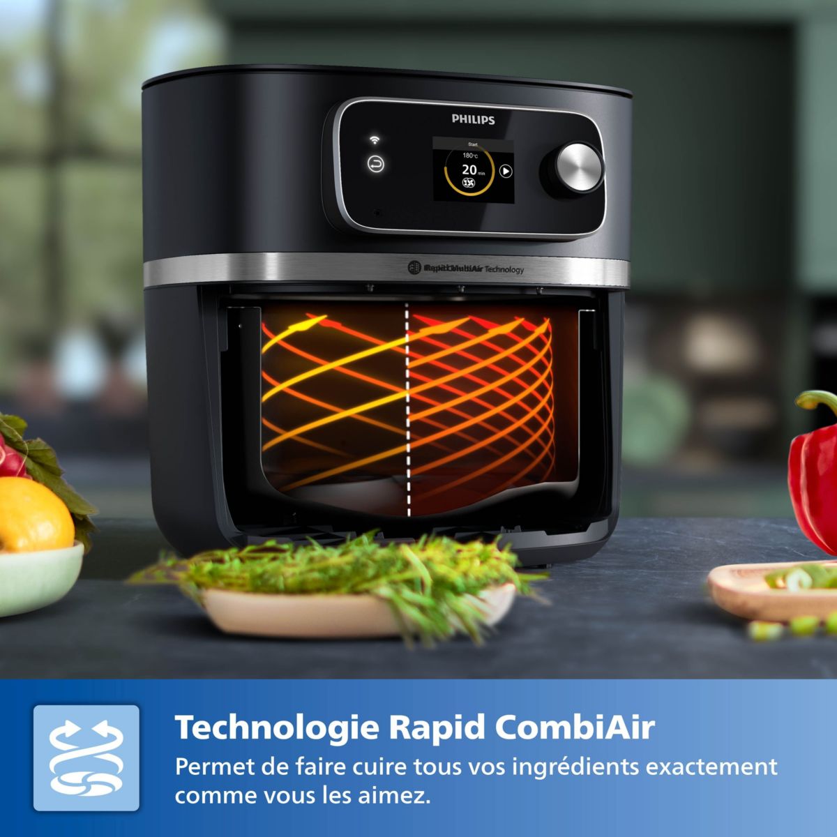 Airfryer HD9880/90 friteuse sans huile connectée Noir, Série 5000 8.3L couleur unique, PHILIPS