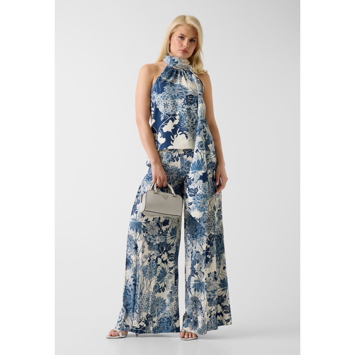 Haut Halter Imprimé Foulard bleu floral, GUESS
