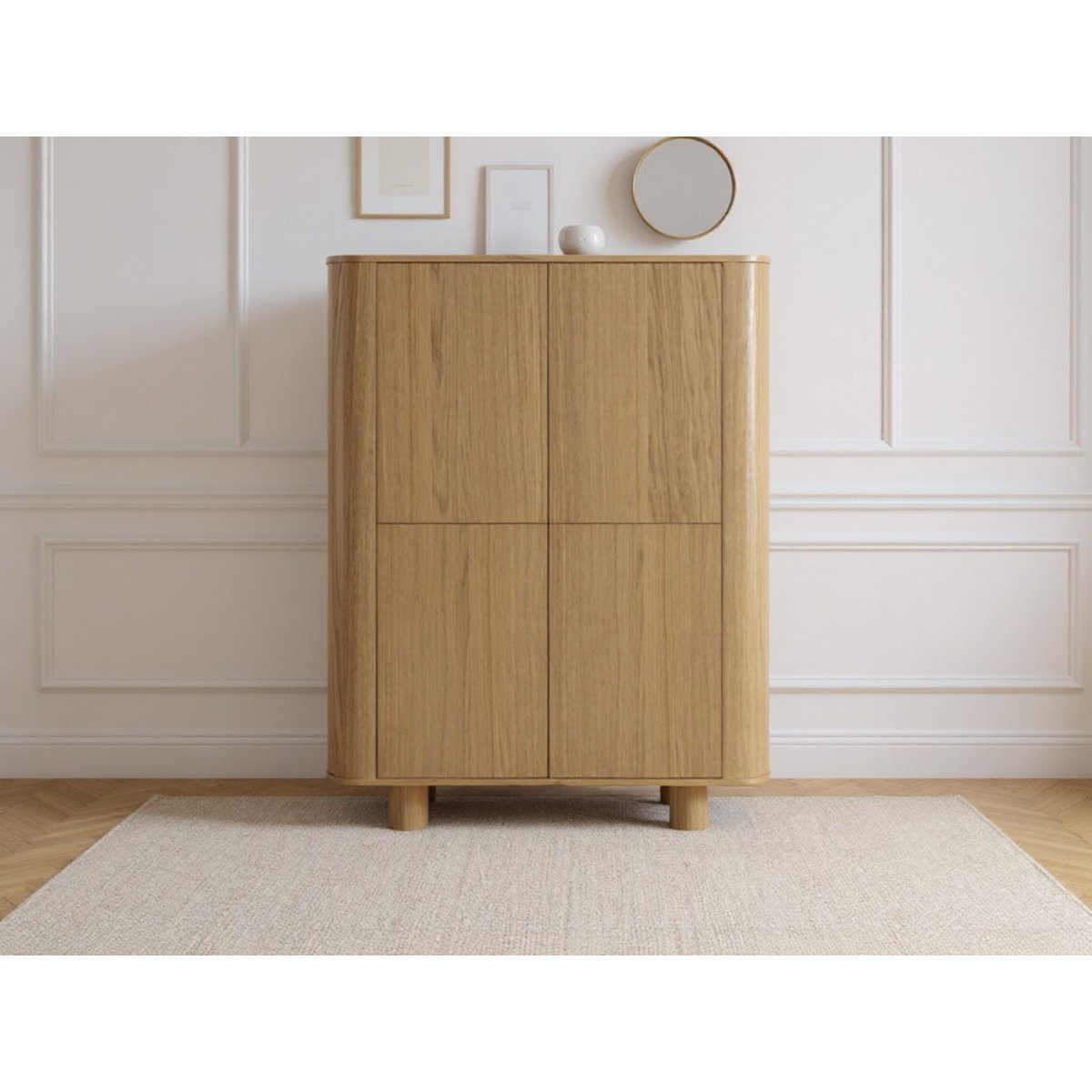 Buffet  en placage  portes 100 cm, MALO marron clair, BOBOCHIC