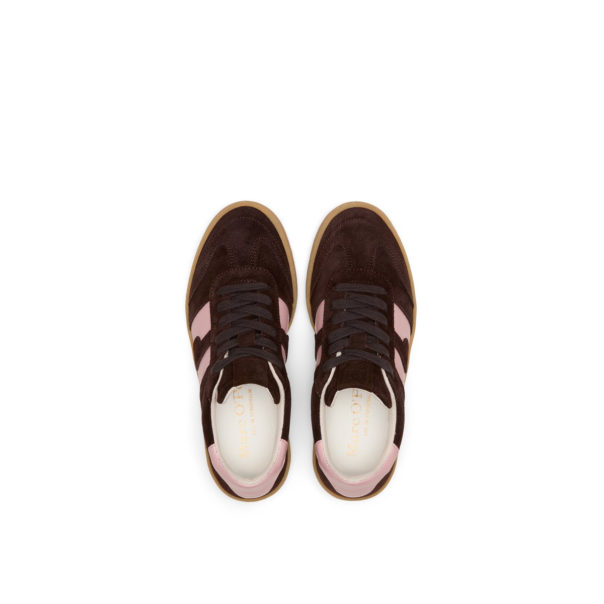 Baskets en cuir de vache marron foncé, MARC O'POLO