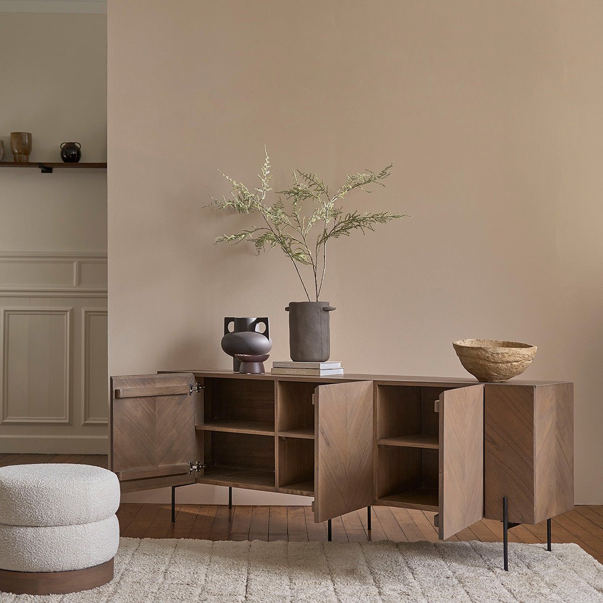 Buffet en bois massif 200 cm 3 portes  CALIX marron, BERAH GETAH