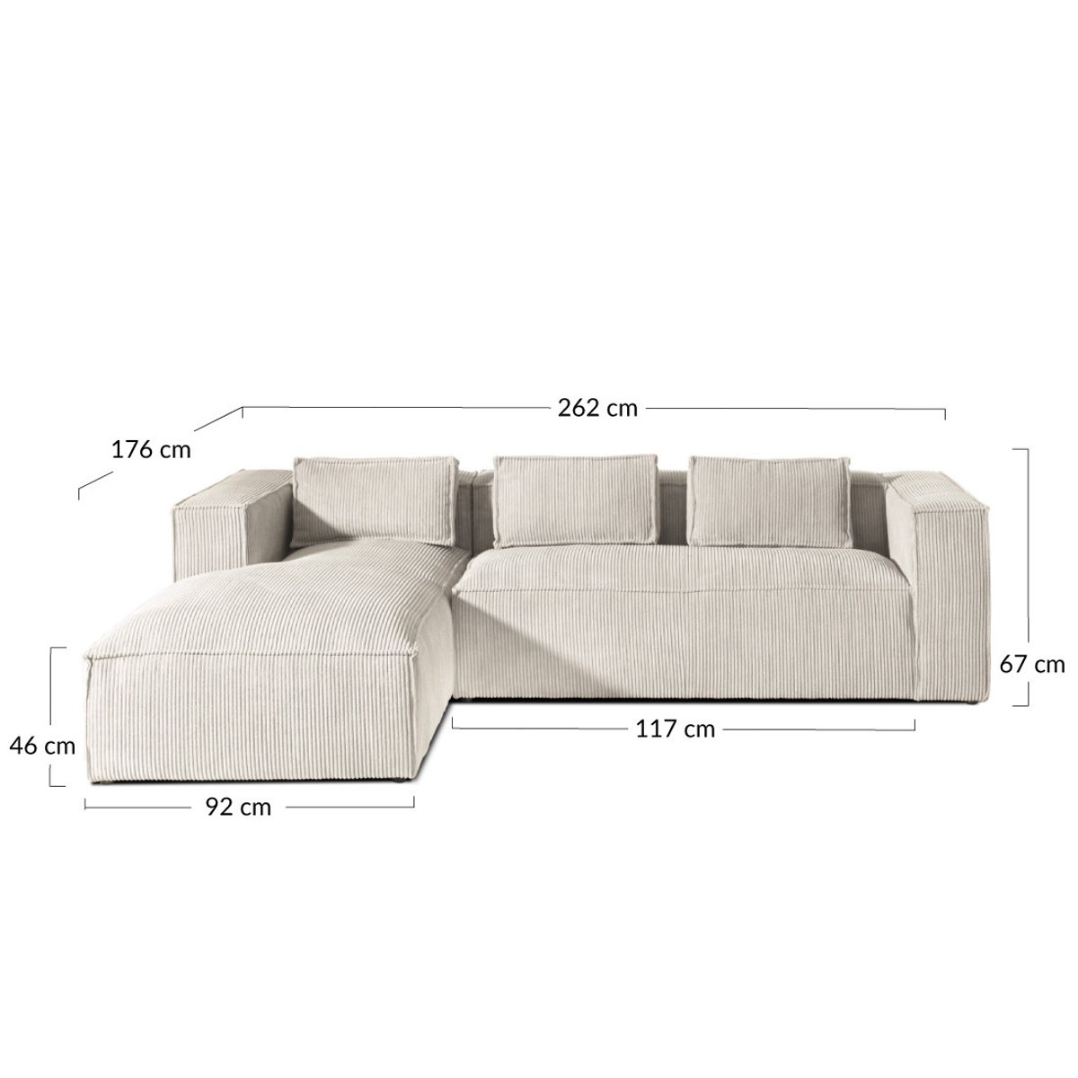 Canapé d'Angle gauche 4 places - STELLA gris foncé, BEST MOBILIER