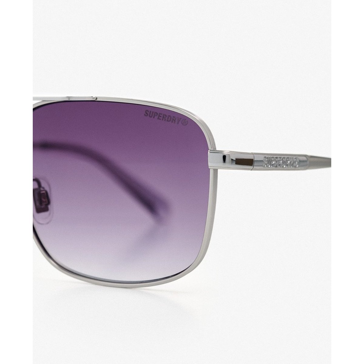Lunettes de soleil aviateur carrées en métal light gunmetal/verres fumés, SUPERDRY
