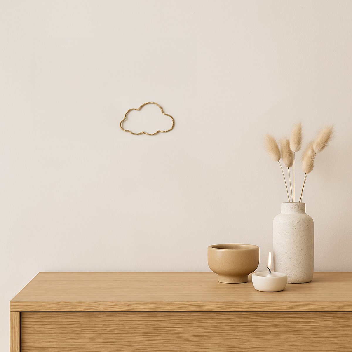 Déco murale nuage fil laiton torsadé - LOJI doré vieilli, HOME MAISON