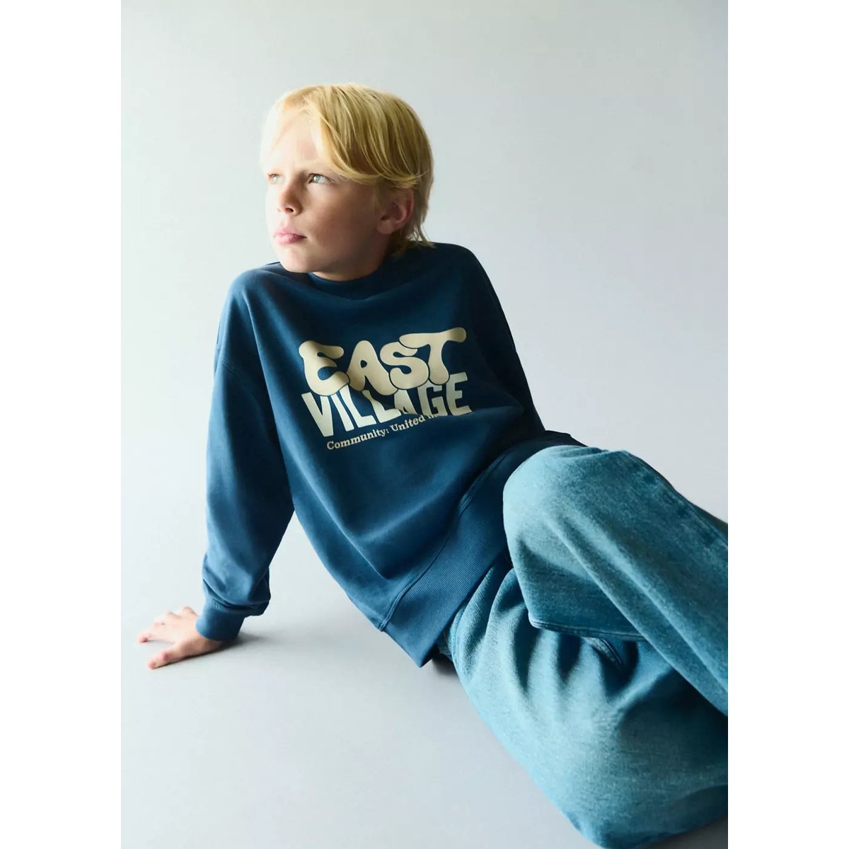 Sweat 100 % coton phrase bleu, MANGO KIDS