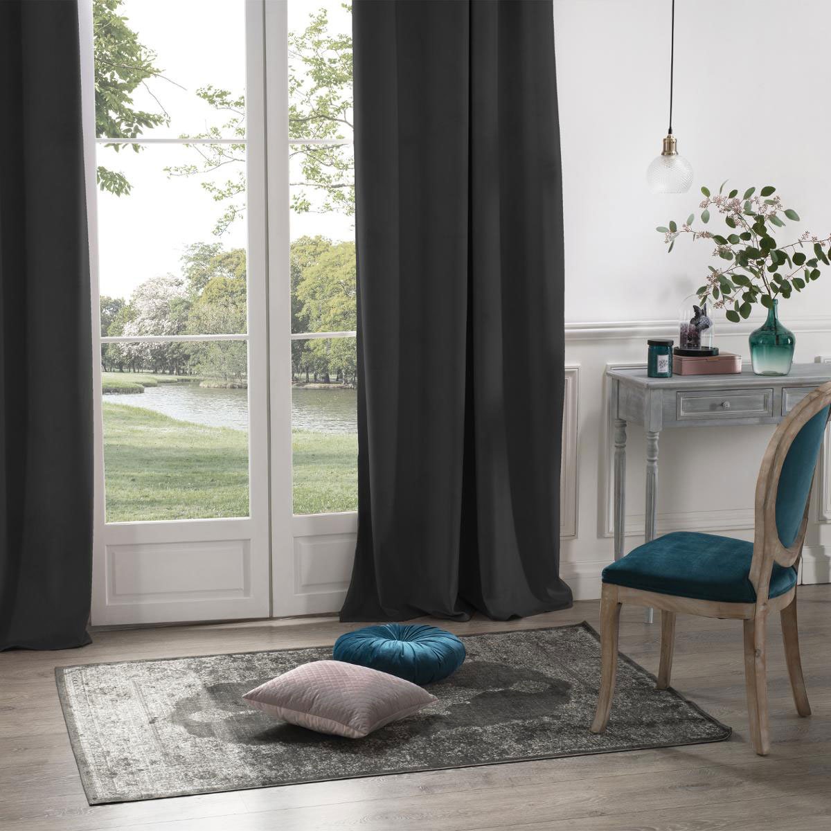 Rideau occultant en velours DOLCE gris ardoise, ATMOSPHERA