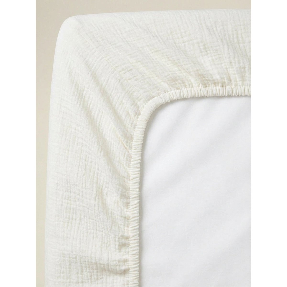 Drap-housse gaze de coton "GAUFREE" blanc moyen uni, CYRILLUS