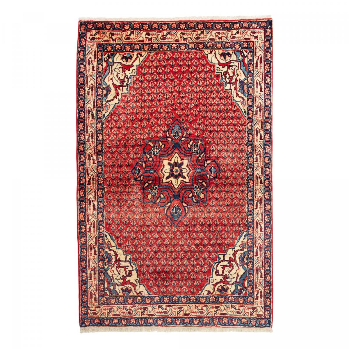 Tapis d'orient au motif oriental, noué main en laine, HAMADAN 6 rouge, bleu, crème, UN AMOUR DE TAPIS