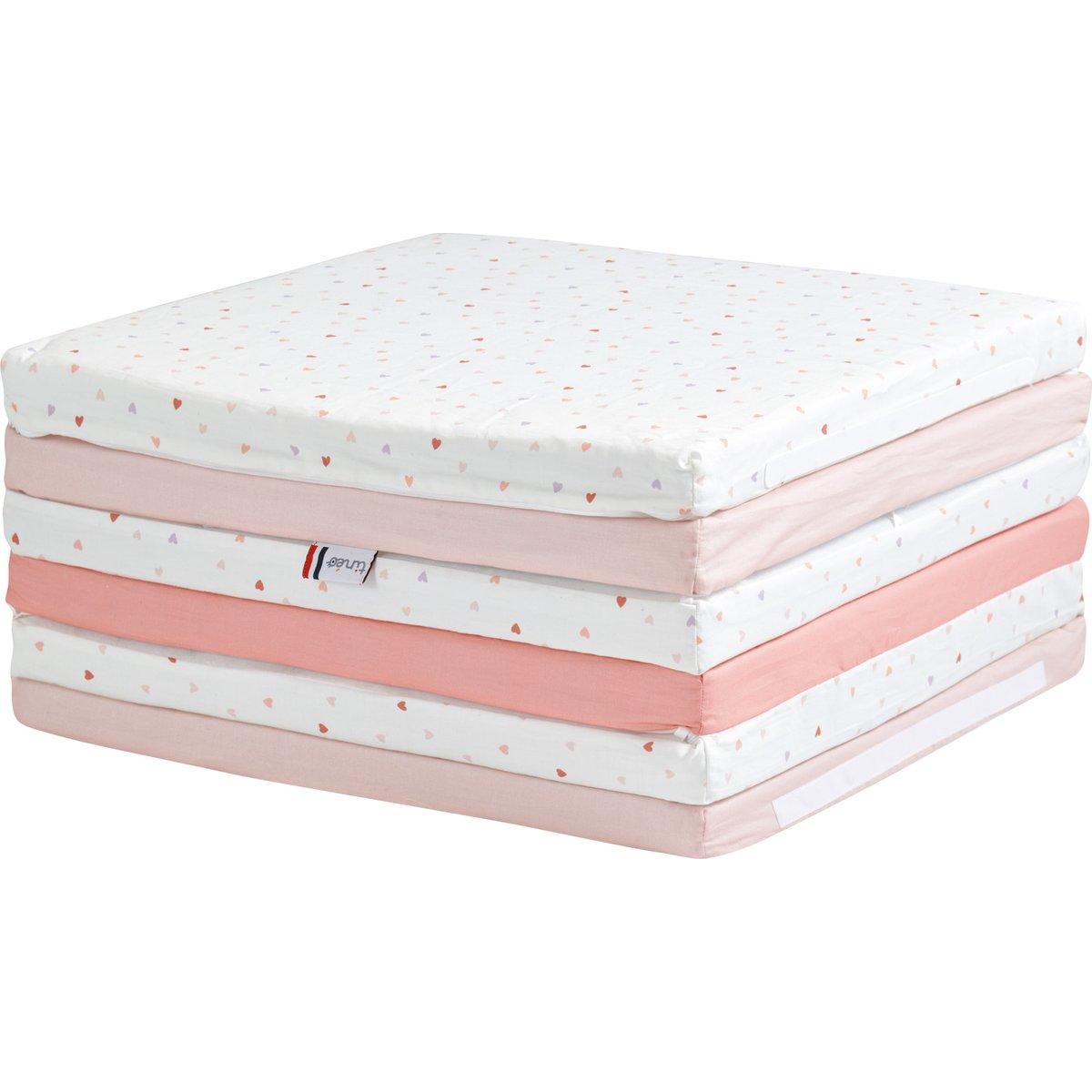 Maxi tapis malin Amazonie rose, blanc, orange, TINEO