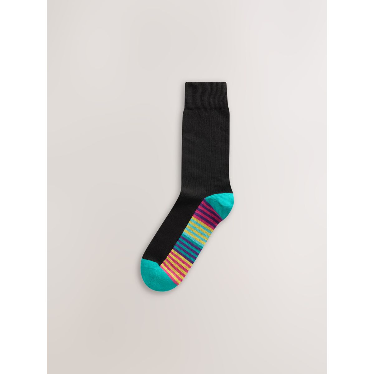 Chaussettes économiques en coton majoritaire semelle intérieure à rayures noires brillantes, NEXT